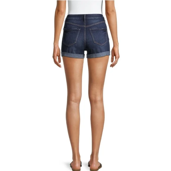 No Boundaries NWT Junior Dark Wash Mom Short w Cuffed Legs 620 - Picture 3 of 5